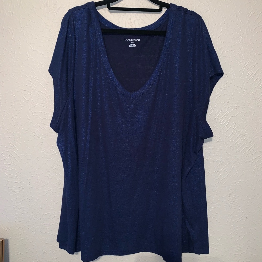 Plus size 26/28Lane Bryant blue linen sparkly top